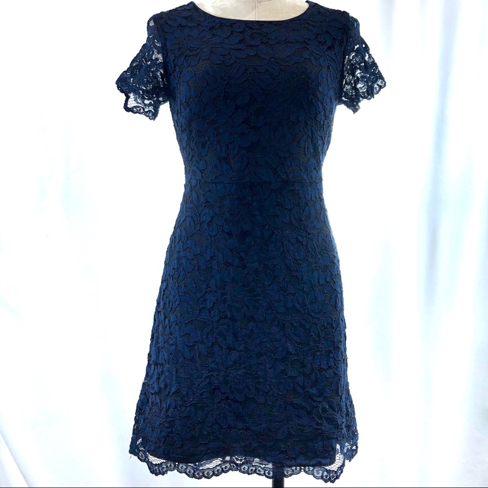 Tahari Navy Lace Fit Dress size 2